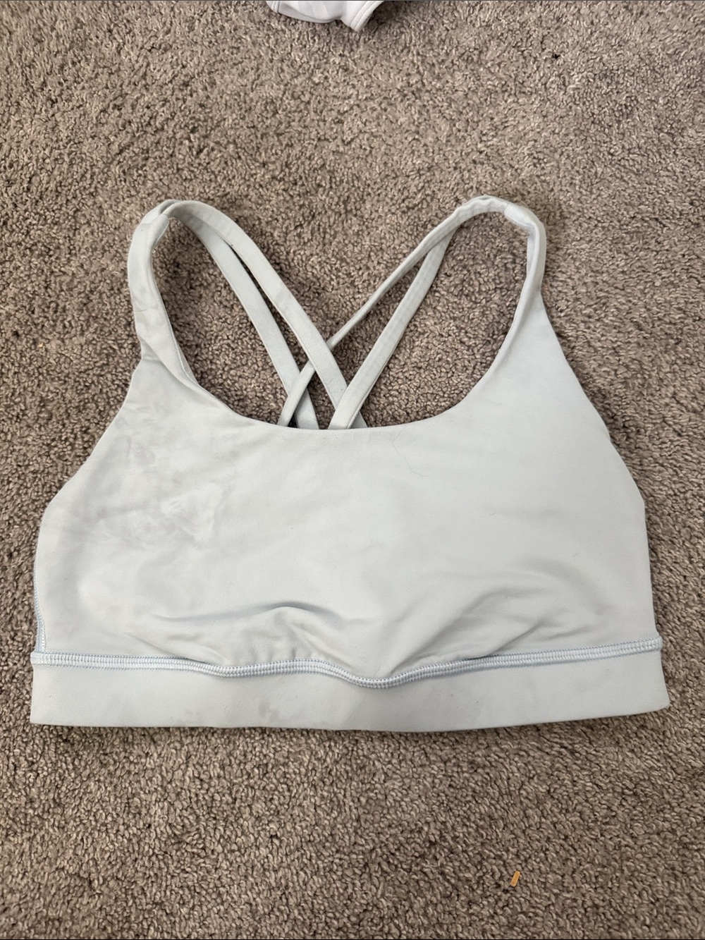 Lululemon Light Gray/blue Strappy Sports Bra - Women Intimates & Sleepwear